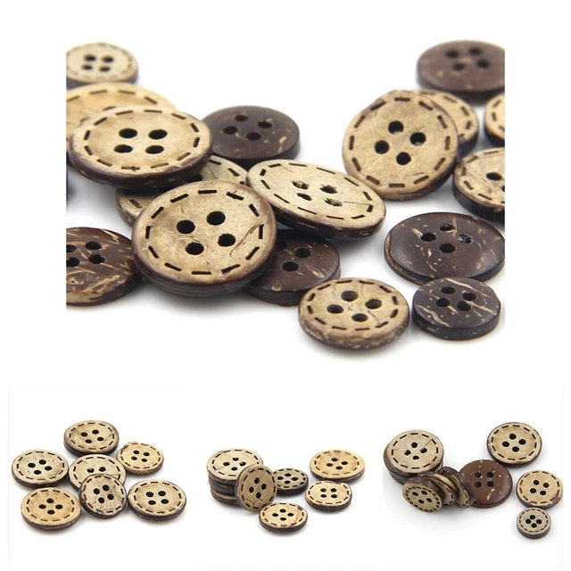Bottoni in legno per accessori abbigliamento confezione classica cocco da 100 ta
