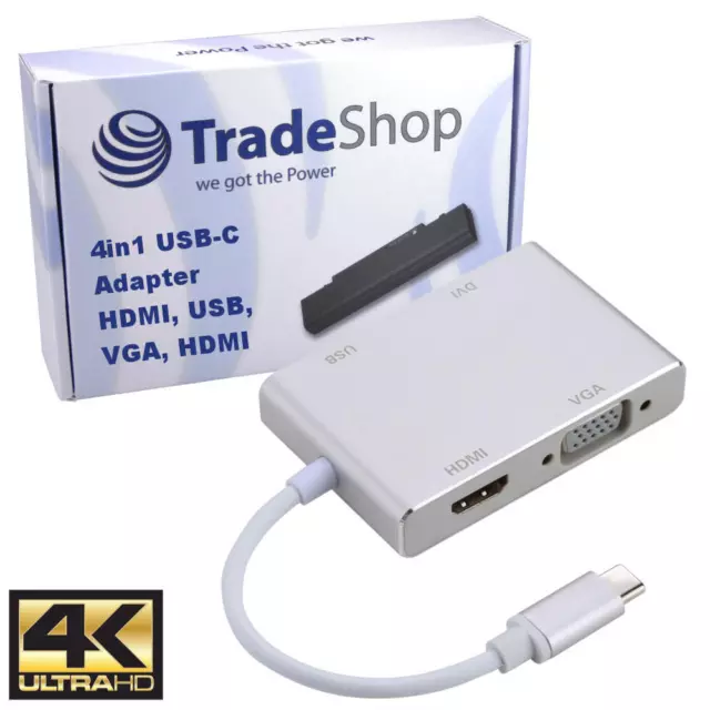 4in1 USB-C 4K Adapter HDMI DVI VGA USB3 OTG für Google Pixel 2 XL Hisense A2 Pro