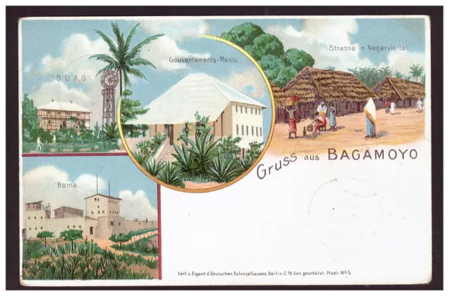 DOA Litho Privatganzsache PP 2 Gruss aus Bagamoyo ° Muanza blau 5.5.00 + DES