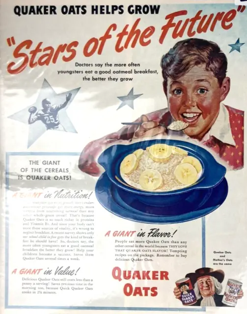 Vintage Quaker Oats Helps Grow  Stars of the Future  1948 Magazine Print Ad L75