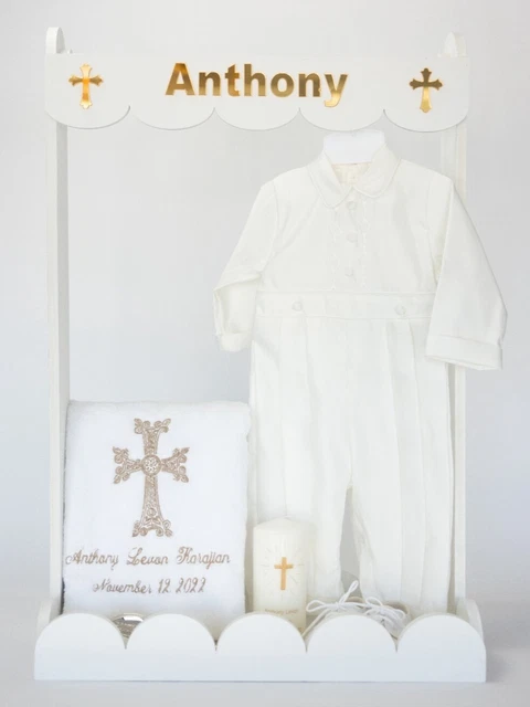 Christening Baby Cloths Display - Baby Shower Closet to Display Baby