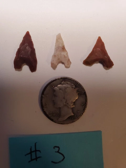 3 Lajitas Texas Ancient Ceremonial Bird Point Agate Arrowhead INDIAN ARTIFACT