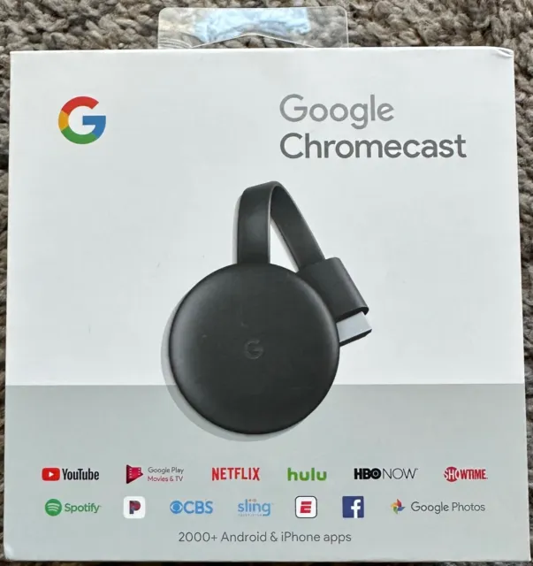 Google Chromecast 3rd Generation Digital Media Streaming Device - Black w/ Box