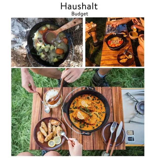 Dutch Oven Feuertopf Gusstopf Kochtopf Gusseisen Potjie Camping Kochgeschirr 8