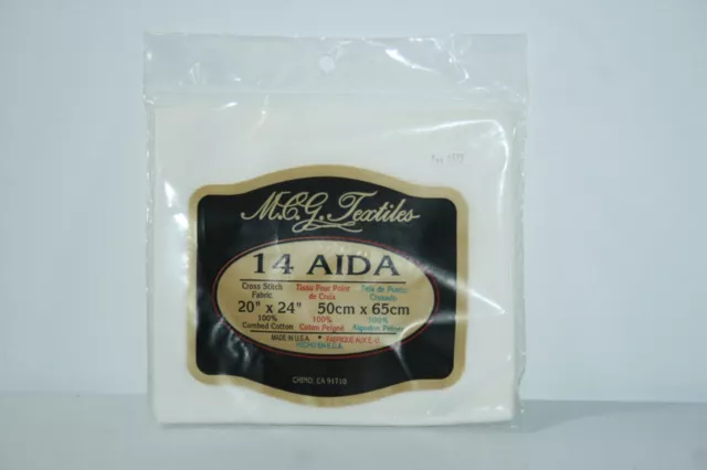 MCG Textiles 14 Aida White Cross Stitch Fabric 20" x 24" USA NEW SEALED