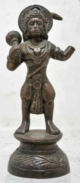 Antique Brass God Hanuman Idol Figurine Original Very Fine Hand Crafted Engraved 2