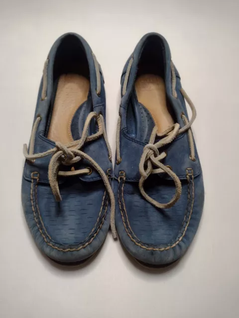FRYE Quincy  Leather Boat Shoes Loafers Flats Women 9 M Blue JJ