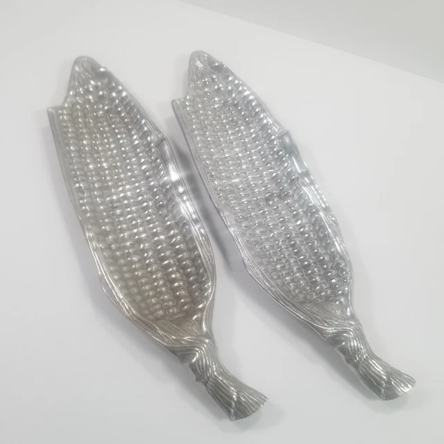 Pair of Ear Of Corn Tray Trinket Dish Wilton Armetale Bruce Fox  Made in PA USA