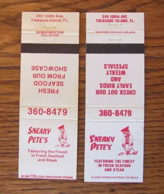 Pirate Matchbook Covers: Sneaky Pete's Treasure Island Fl Empty Matchcovers -C27