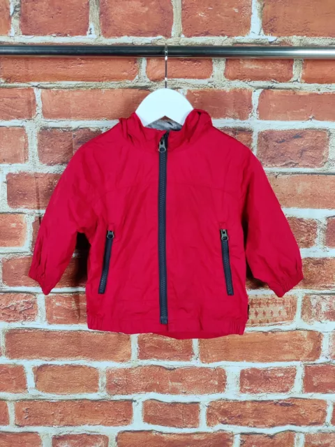 Baby Boys Coat Age 12-18 Months Gap Red Lightweight Mac Jacket Fitted Hood 86Cm