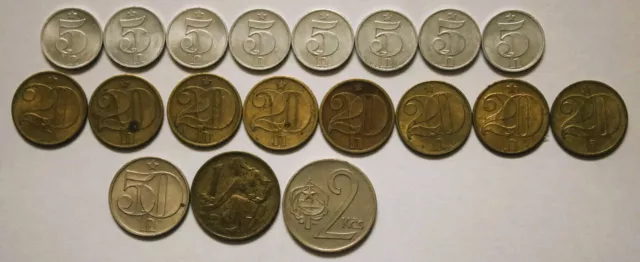 19x Heller, Kronen Münzen Tschechoslowakei 1977-1986 Umlaufmünzen