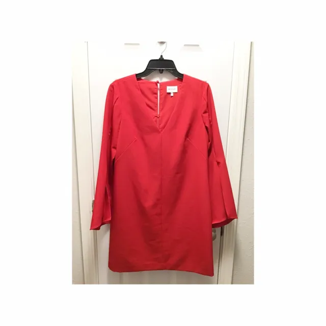 Milly Womens Red Shift Dress V-Neck Size 8