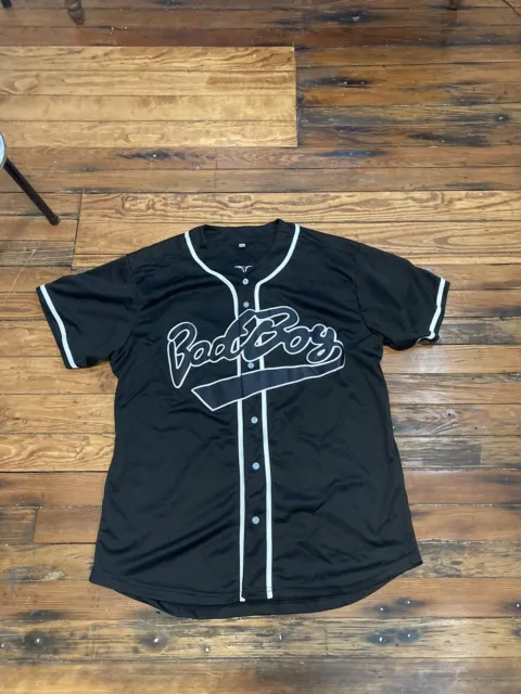 Custom Biggie Smalls #10 Bad Boy Black Baseball Jersey Stitched Men’s XL