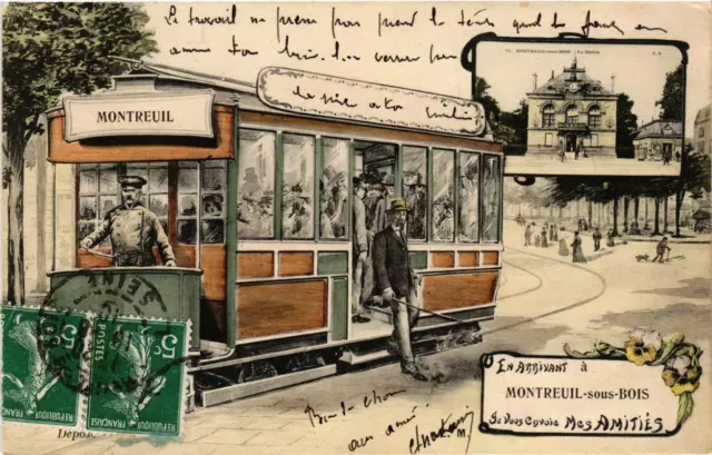 CPA AK PARIS Arrival at MONTREUIL-sous-WOOD Tramway (676149)