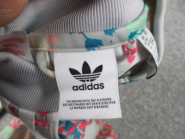Giacca da pista Adidas ragazze 6-7 anni nera cerniera intera manica lunga floreale gioventù 13