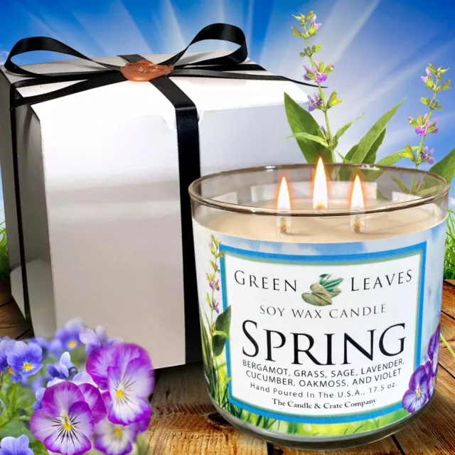 Spring Scented 3-Wick All Natural Soy Wax Candle Freshly Handmade When You Order