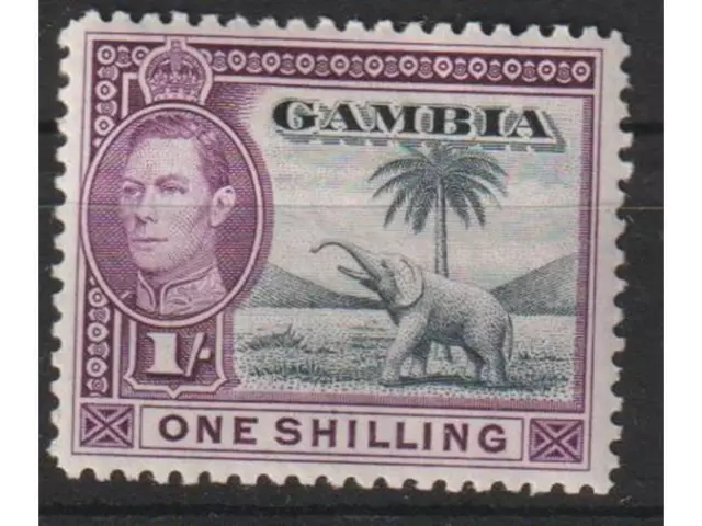 Gambia 1939-48 Kgvi Pictorials 1S Violet,Slate Blue Mint Sg 156 Sc#138 B9