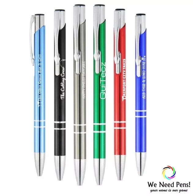 10 x Personalised Laser Engraved Metal Promotional Pens Top Quality Pen !