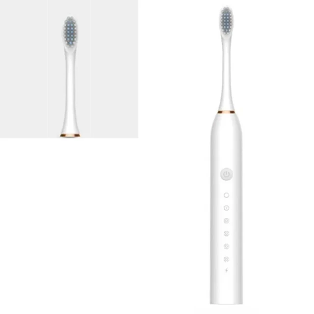 Cepillo de dientes eléctrico 6 velocidades indicador de luz USB carga cepillo de dientes sónico QT