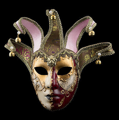 Mask from Venice Jolly Face Golden And Red 5 Spikes Prom Carnival - 763