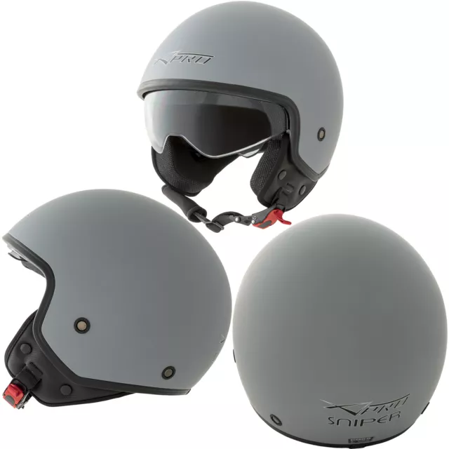 Casco Jet Scooter Moto Omologato ECE 22-06 Visiera Parasole Grigio Opaco