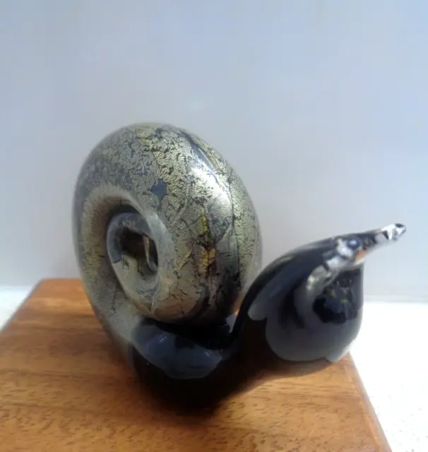 Vintage 'Isle Of Wight' Art-Glass Snail Figurine W/- Label - Nice ! 2