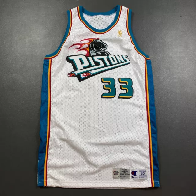 100% Authentic Grant Hill Champion 96 97 Detroit Pistons Pro Cut Jersey 50+4"