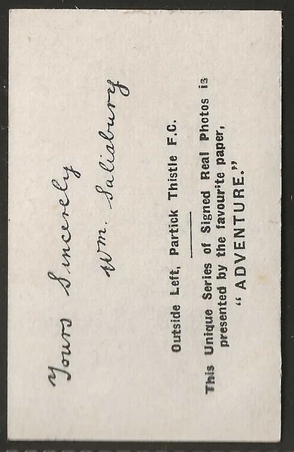 Thomson (Dc) - Fussball Signierte Echte Fotos (Schottisch Mf14) 1923 - Partikel Salisbury 2