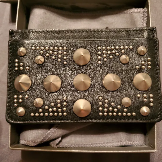 Alexander McQueen 'Britania' Black Leather Studfed Card Holder