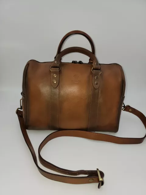 I Medici Firenze Satchel Crossbody Shoulder Bag Cognac Brown Leather NWT$378