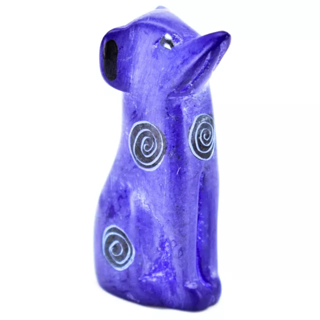 Vaneal Group Hand Carved Kisii Soapstone Dark Blue Puppy Dog Miniature Figurine