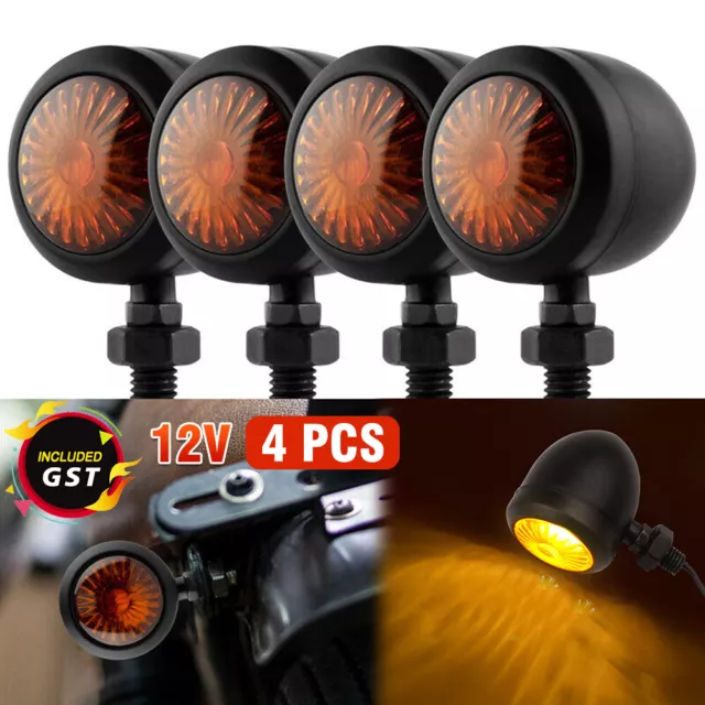 4X 12V Motorcycle Indicators Amber LED Turn Signal Light Universal Blinkers Lamp