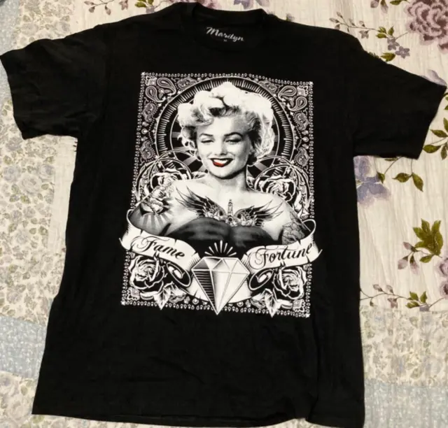 Marilyn Monroe Fame Fortune Paisley Tattooed Bandana Black Tshirt Tee  Size:M