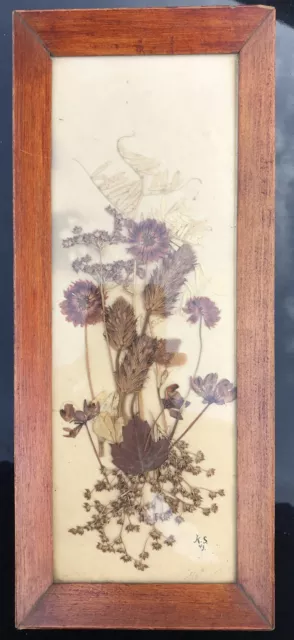 Stroh Bild Strohblumen 50er 60er Jahre Deko Dekoration Wandbild Gerahmt Rahmen