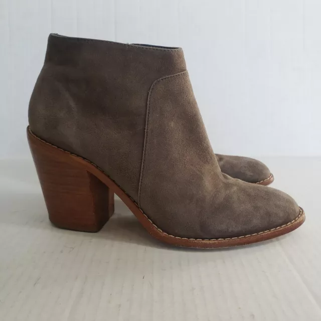 Loeffler Randall Ella Suede Leather Ankle Gray Boots Size 7.5