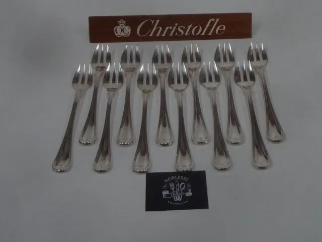 CHRISTOFLE FILET / CHINON 12 FOURCHETTES A HUITRE t:14.50cm - très bel état