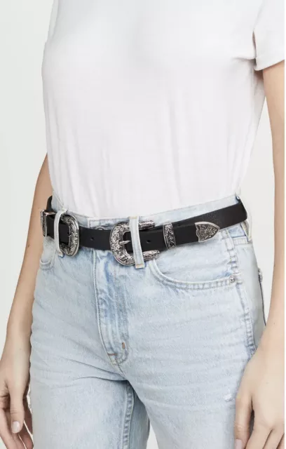 B-Low the Belt Bri Bri black leather belt Silver. Size M $138