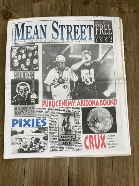 MEAN STREET MAGAZINE February 1992 Public Enemy Pixies Neds Atomic Dustbin