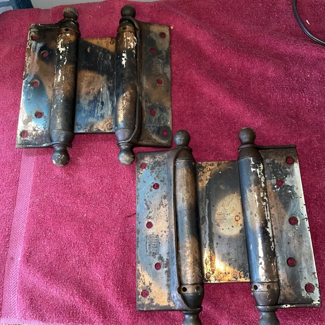 pair Vintage Bommer's Heavy Duty Spring Hinges - 1905 7”