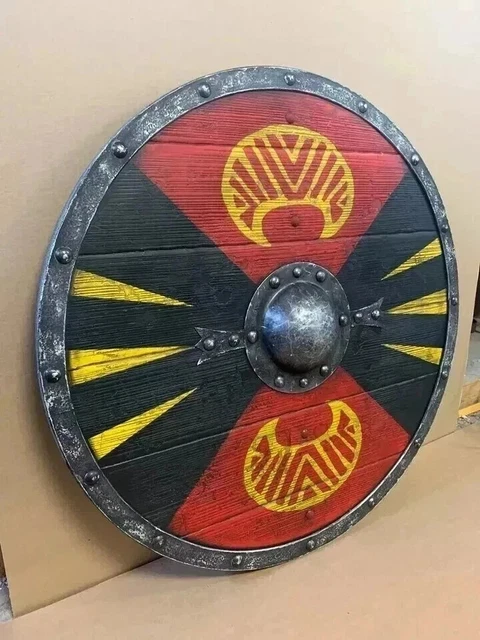 Panneau en bois médiéval, bouclier Viking Kokor, bouclier de bataille prêt à l'emploi, décor mural, nouveau  15