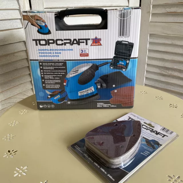 TOPCRAFT Handschleifer OVP + Schleifpapier Sortiment