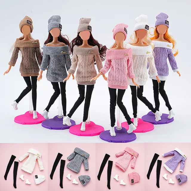 1Set 30cm Doll's Clothes Suit Dress Up Accessories Sweater Hat Stockings Sui SN❤