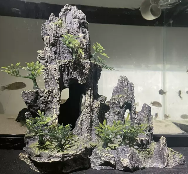 Aquarium Fish Tank Ornament Decoration Huge Mountain Hiding Fish Cave 8002