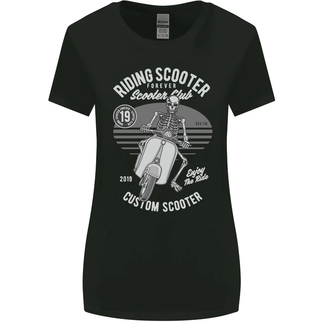 Scooter Club Motorbike Motorcycle Skull Womens Wider Cut T-Shirt