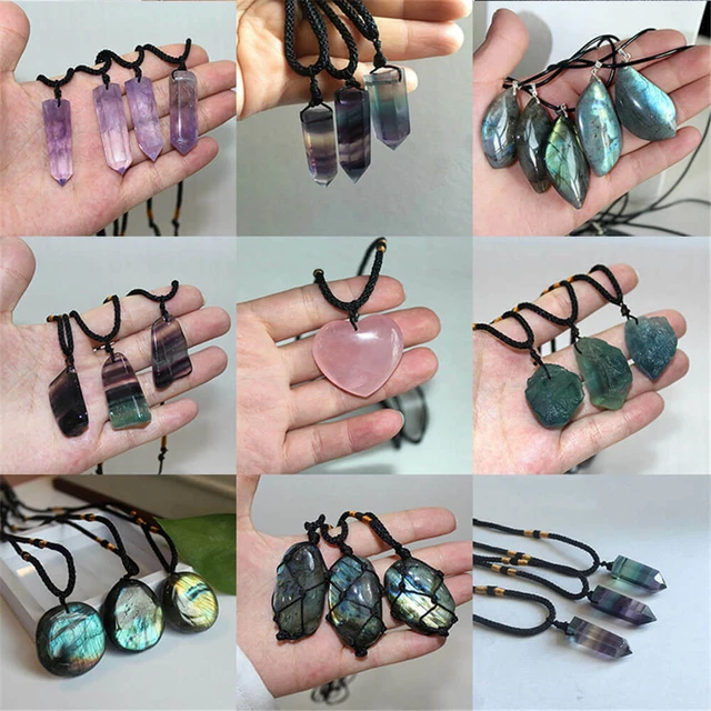 Natural Crystal Quartz Stone Pendant Chakra Healing Gemstone Necklace Point Wand