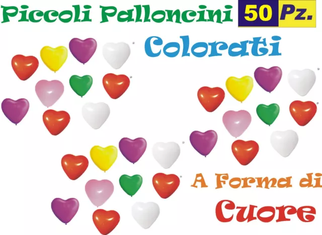 PALLONCINI CUORE CUORICINI COLORI MISTI 50 Pz 13-15 cm diam 6" Party Festa