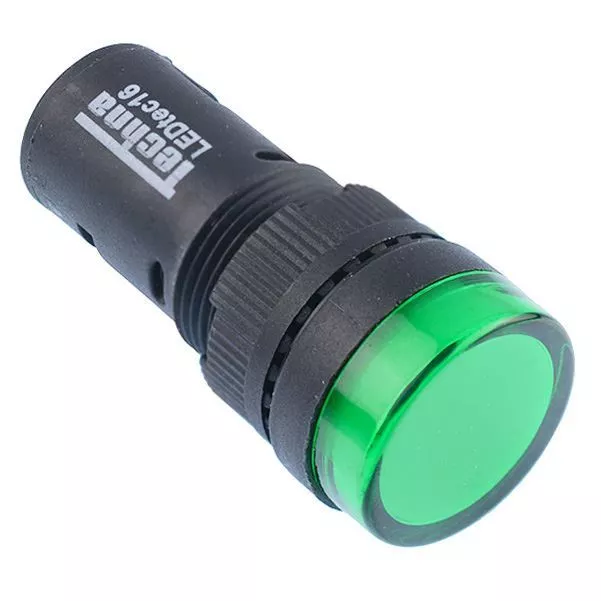 Vert 3-6V 16mm Indicateur lumineux LED en métal, 12-16-19-22mm