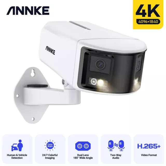 ANNKE 4K 8MP POE AI Überwachungskamera Dual Lens 2-Wege-Audio Farbe Nacht H.265+