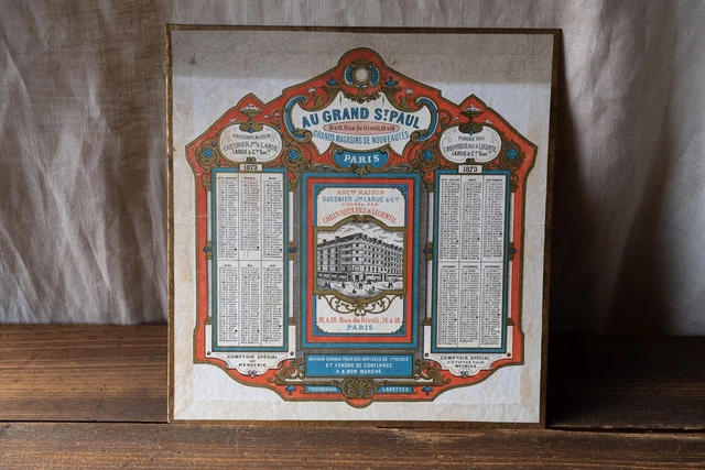 CALENDRIER ANCIEN 1873 publicitaire grand magasin Au Grand Saint-Paul