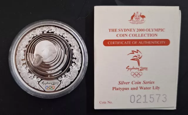 2000 Australia Sydney Olympic ( 99.9% ) $5 Coin Platypus & Waterlily